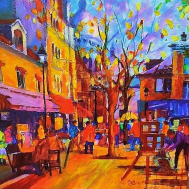 Peinture intitulée "place du tertre, PA…" par Dabu., Œuvre d'art originale, Huile