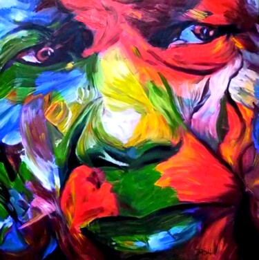 Картина под названием "NELSON MANDELA" - Dabu., Подлинное произведение искусства, Масло Установлен на Деревянная рама для но…