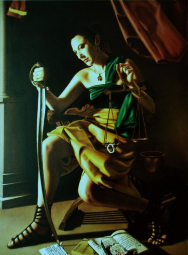 Painting titled "tentazione-di-giust…" by Stefano D'Acunto, Original Artwork, Oil