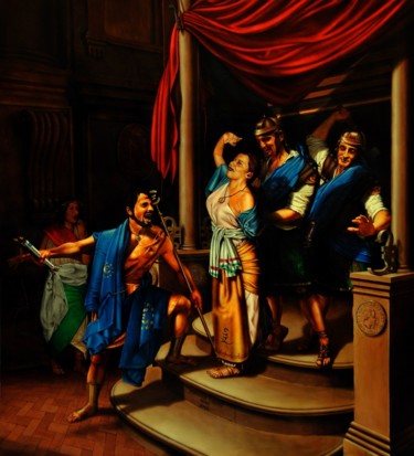 Pittura intitolato "L'euro scaccia la L…" da Stefano D'Acunto, Opera d'arte originale, Olio Montato su Telaio per barella in…
