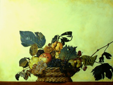 Painting titled "da-caravaggio-canes…" by Stefano D'Acunto, Original Artwork, Oil