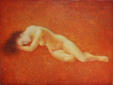 Pintura intitulada "Dreaming  Woman." por Dace Lapina, Obras de arte originais, Acrílico
