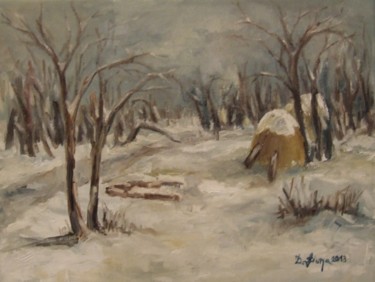 Painting titled "Another winter" by Dacian Giura, Original Artwork, Oil