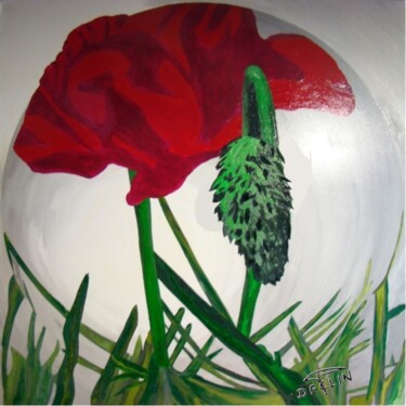 Painting titled "Coquelicot" by Patrick Daclin, Original Artwork, Acrylic Mounted on Wood Stretcher frame