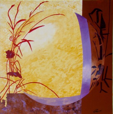 Malerei mit dem Titel "Bulle zen" von Patrick Daclin, Original-Kunstwerk, Acryl Auf Keilrahmen aus Holz montiert