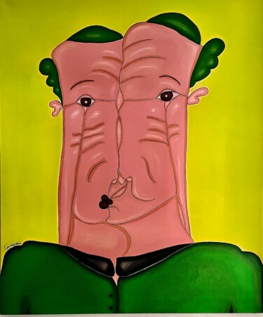 Painting titled "Vert homme" by Conceycam, Original Artwork, Acrylic Mounted on Wood Stretcher frame