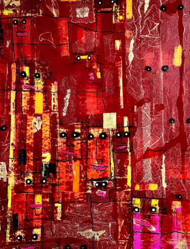 Painting titled "Abstrait rouges" by Conceycam, Original Artwork, Acrylic
