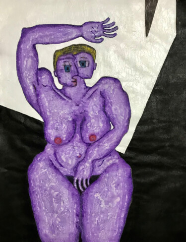 Painting titled "Figure mauve." by Conceycam, Original Artwork, Acrylic