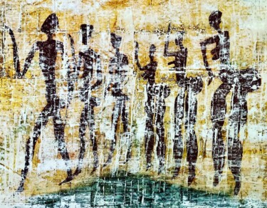 绘画 标题为“Human-âge, Neolithi…” 由Conceycam, 原创艺术品, 丙烯 安装在木质担架架上