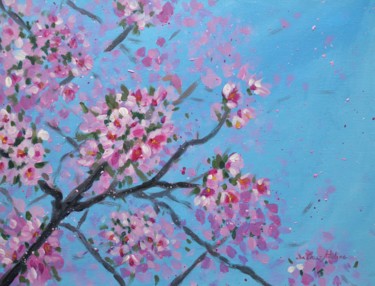 Peinture intitulée "Cherry blossoms" par Adeline Da Cruz, Œuvre d'art originale, Acrylique Monté sur Châssis en bois