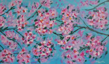 Peinture intitulée "Fleurs de cerisier" par Adeline Da Cruz, Œuvre d'art originale, Acrylique Monté sur Châssis en bois