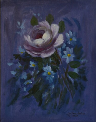 Peinture intitulée "Rose Nocturne" par Adeline Da Cruz, Œuvre d'art originale, Acrylique Monté sur Carton