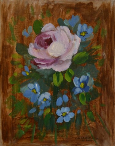 Peinture intitulée "Rose Automnale" par Adeline Da Cruz, Œuvre d'art originale, Acrylique Monté sur Carton