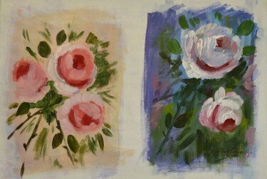 Peinture intitulée "Roses" par Adeline Da Cruz, Œuvre d'art originale, Acrylique Monté sur Carton