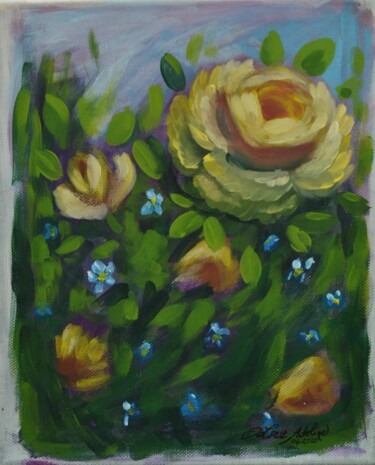 Peinture intitulée "Les roses du roi" par Adeline Da Cruz, Œuvre d'art originale, Acrylique Monté sur Châssis en bois