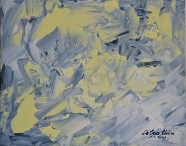 Peinture intitulée "Abstract yellow grey" par Adeline Da Cruz, Œuvre d'art originale, Acrylique Monté sur Châssis en bois
