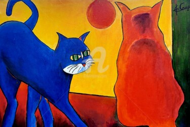 Pintura intitulada "Gatos" por José Claudinei Da Cruz, Obras de arte originais, Acrílico