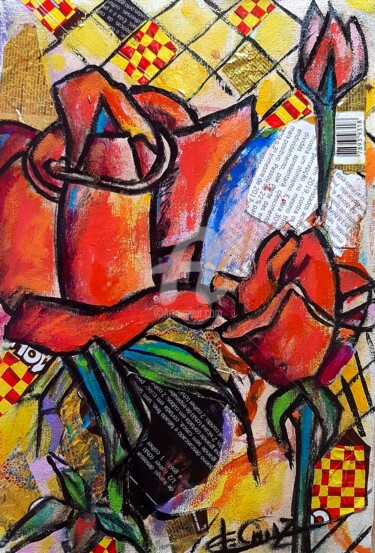 Pintura intitulada "Rosas e Chocolate" por José Claudinei Da Cruz, Obras de arte originais, Acrílico
