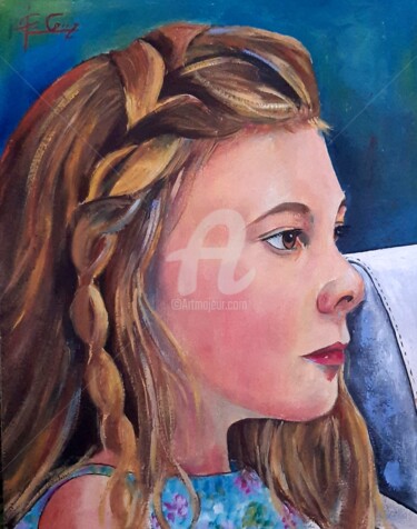 Painting titled "Maria Júlia (filha…" by José Claudinei Da Cruz, Original Artwork, Oil