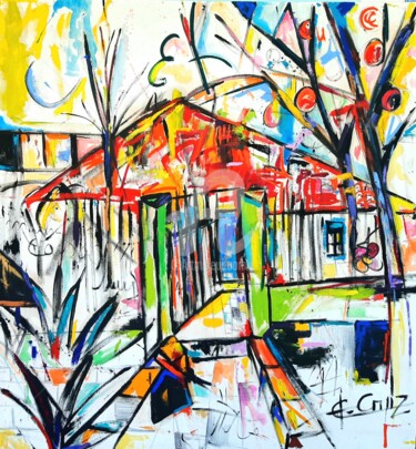 Painting titled "Minha Casa ( casa d…" by José Claudinei Da Cruz, Original Artwork, Oil