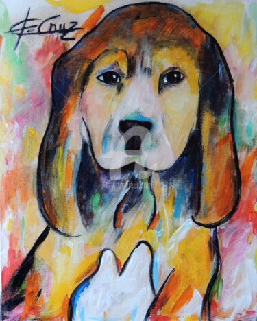 Pintura intitulada "Cachorro" por José Claudinei Da Cruz, Obras de arte originais, Guache