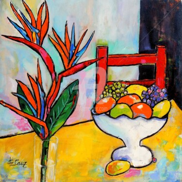 Pintura intitulada "Cadeira Vermelha" por José Claudinei Da Cruz, Obras de arte originais, Óleo