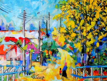 Painting titled "Ipê Amarelo" by José Claudinei Da Cruz, Original Artwork, Oil