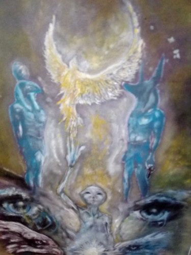 Painting titled "HORUS ET ANUBIS" by Christ-Ange, Original Artwork, Acrylic