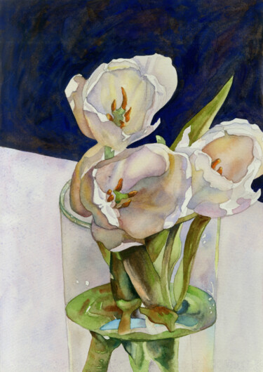 Pittura intitolato "Flower Study 1" da Kim Dahyun, Opera d'arte originale, Acquarello