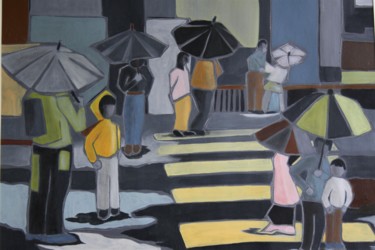 Painting titled "Crosswalk © 2017" by Barbara D'Adamo, Original Artwork, Acrylic