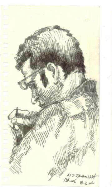 Drawing titled "UNKNOWN COMMUTER" by Boris Reyt, Original Artwork
