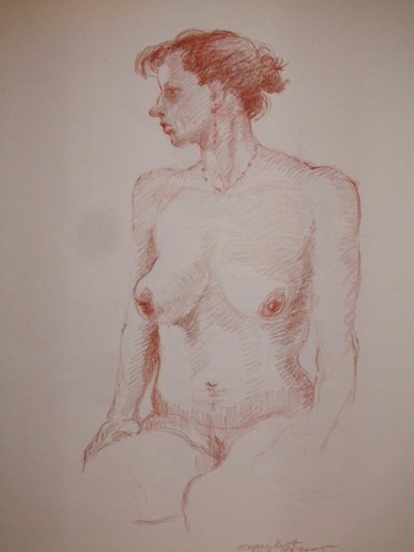 Drawing titled "SEATED WOMAN HALF L…" by Boris Reyt, Original Artwork