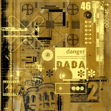 Danger Dada Printmaking titled "Danger Dada" by Viorel Florin Costea (DadaVFC), Original Art, Digital Painting Mounted on Stretcher frame