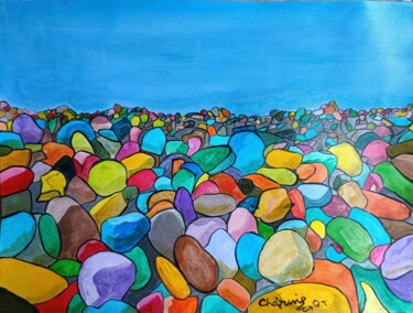 Malerei mit dem Titel "Eastern stones" von Daddy Noob, Original-Kunstwerk, Acryl