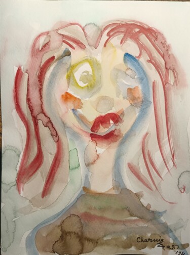 Painting titled "Schizela / Freaking…" by Daddy Noob, Original Artwork, Watercolor