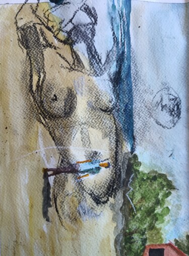Peinture intitulée "Study of female body" par Daddy Noob, Œuvre d'art originale, Craie