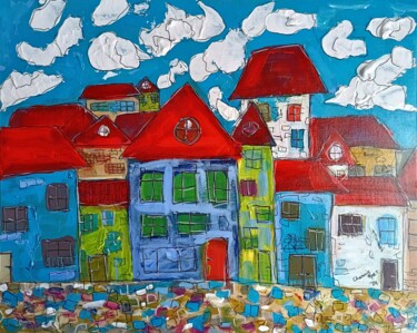 Schilderij getiteld "Potemkin village" door Daddy Noob, Origineel Kunstwerk, Acryl