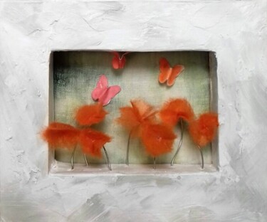 Scultura intitolato "fiori-arancioni-con…" da Dade, Opera d'arte originale