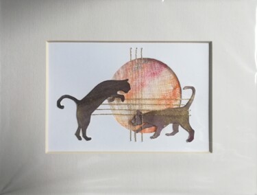 Collages intitolato "cartoncini-con-gatt…" da Dade, Opera d'arte originale