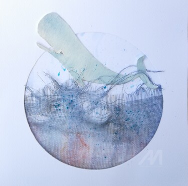 Zeichnungen mit dem Titel "volando fuori d'acq…" von Dade, Original-Kunstwerk, Aquarell