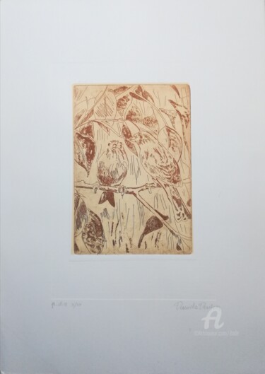 Printmaking titled "uccelli sul ramo" by Dade, Original Artwork, Etching