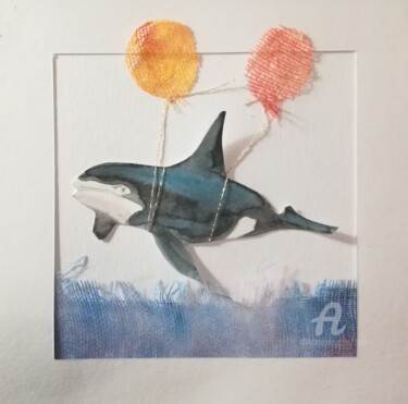 Desenho intitulada "orca inn volo" por Dade, Obras de arte originais, Aquarela