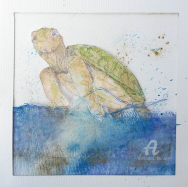 Dibujo titulada "Tartaruga marina" por Dade, Obra de arte original, Acuarela