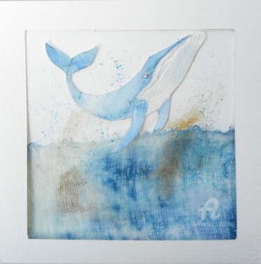 Desenho intitulada "serie: Balene in vo…" por Dade, Obras de arte originais, Aquarela