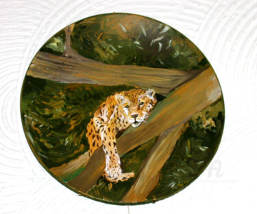 Peinture intitulée "leopardo a riposo s…" par Dade, Œuvre d'art originale, Acrylique