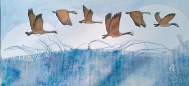 Drawing titled "in volo" by Dade, Original Artwork, Watercolor