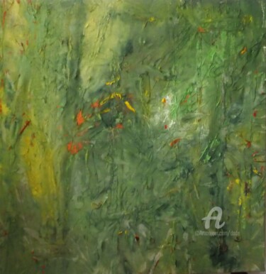Peinture intitulée "cromatismi sul verde" par Dade, Œuvre d'art originale, Tissu