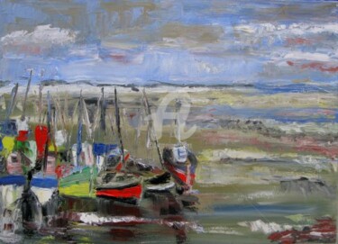 Painting titled "les bateaux" by Daniel Dupont, Original Artwork