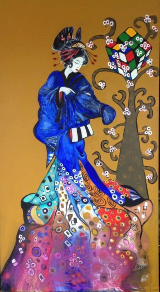 Painting titled "The flower that blo…" by Dafinë Vitija, Original Artwork, Acrylic