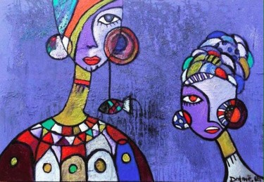 Painting titled ""orphic conversatio…" by Dafinë Vitija, Original Artwork, Acrylic